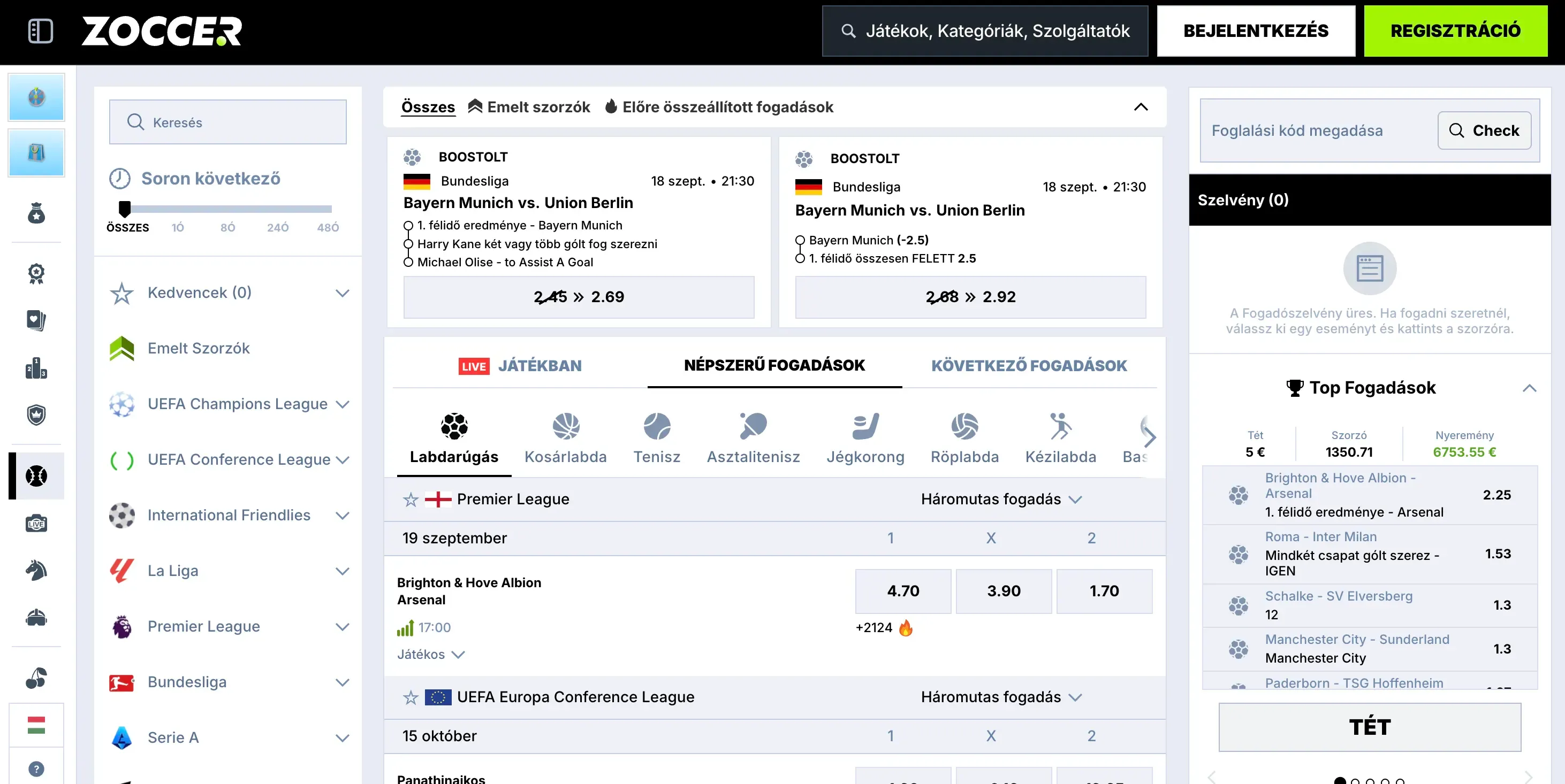 Élő fogadás a Zoccer